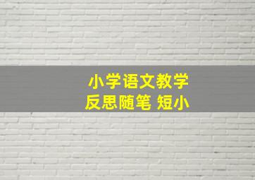 小学语文教学反思随笔 短小